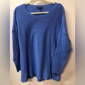 Eileen Fisher petite organic cotton silk blend crewneck longsleeve sweat…